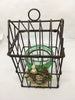 Birdcage Vintage House Shaped Metal Ceramic Floral Design Green Glass Candle Holder - JAMsCraftCloset