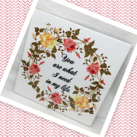 YOU ARE WHAT I NEED IN MY LIFE Wall Art Ceramic Tile Sign Vintage Bicycle Gift Home Decor Positive Saying {{ JAMsCraftCloset }}