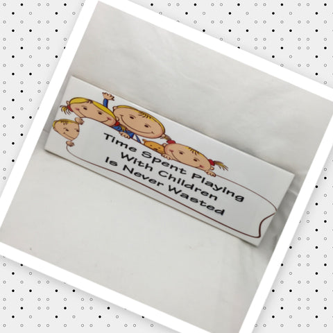 TIME SPENT PLAYING WITH CHILDREN Ceramic Tile Porch Sign Wall Art Gift Idea Home Decor {{ JAMsCraftCloset }}