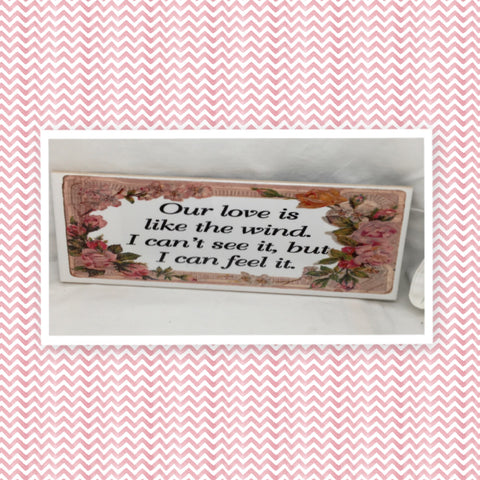 OUR LOVE IS LIKE THE WIND Ceramic Tile Porch Sign Wall Art Gift Idea Home Decor {{ JAMsCraftCloset }}