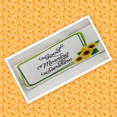 GOOD MORNING SUNSHINE Ceramic Tile Positive Saying Quote Wall Art Gift Idea Home Decor {{ JAMsCraftCloset }}
