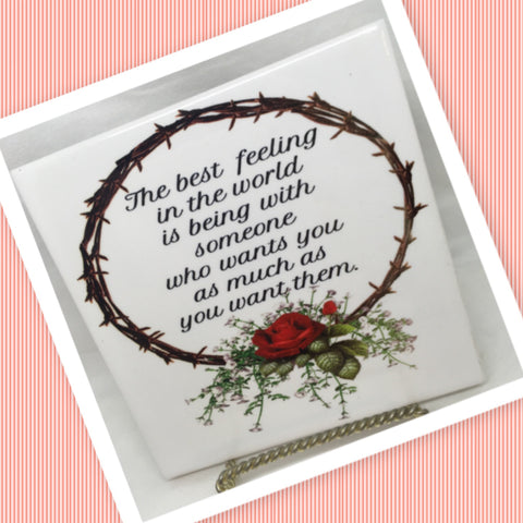 THE BEST FEELING IN THE WORLD Wall Art Ceramic Tile Sign LOVE Gift Home Decor Positive Saying {{ JAMsCraftCloset }}