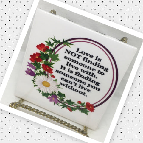 LOVE IS FINDING SOMEONE Wall Art Ceramic Tile Gift Home Decor Positive Quote Affirmation {{ JAMsCraftCloset }}
