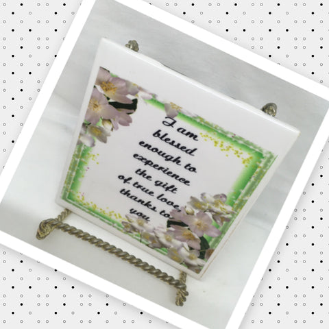 I AM BLESSED ENOUGH Wall Art Ceramic Tile Gift Home Decor Positive Quote Affirmation {{ JAMsCraftCloset }}
