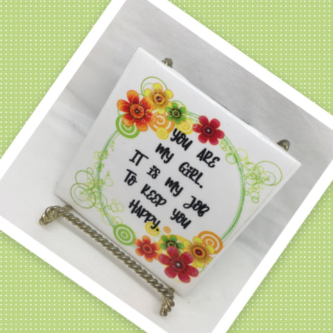 YOU ARE MY GIRL Wall Art Ceramic Tile Gift Home Decor Positive Quote Affirmation {{ JAMsCraftCloset }}