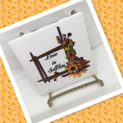LOVE IS SELFLESS Wall Art Ceramic Tile Sign LOVE Gift Home Decor Positive Saying {{ JAMsCraftCloset }}