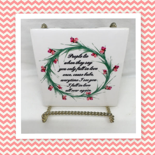 PEOPLE LIE Wall Art Ceramic Tile Sign LOVE Gift Home Decor Positive Saying {{ JAMsCraftCloset }}