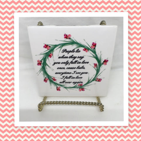 PEOPLE LIE Wall Art Ceramic Tile Sign LOVE Gift Home Decor Positive Saying {{ JAMsCraftCloset }}