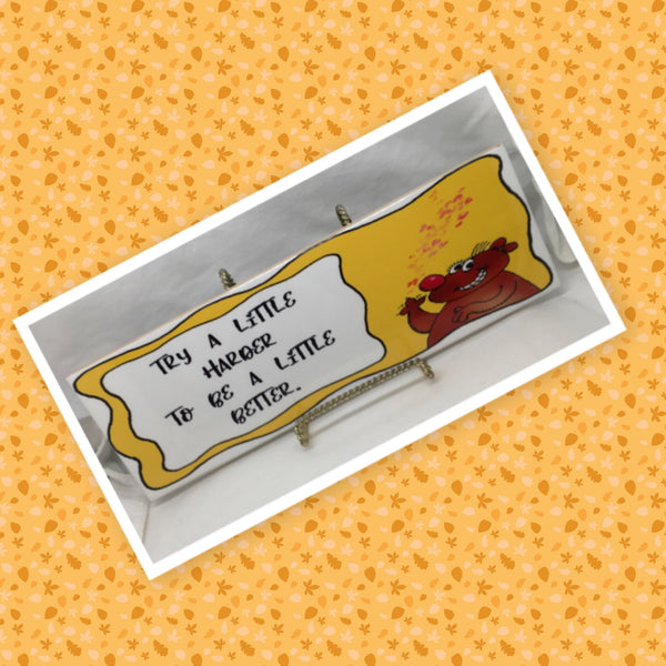 TRY A LITTLE HARDER Funny Ceramic Tile Sign Wall Art Gift Idea Home Decor {{ JAMsCraftCloset }}