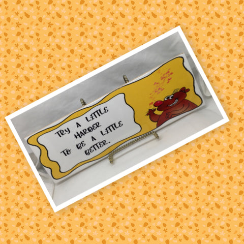 TRY A LITTLE HARDER Funny Ceramic Tile Sign Wall Art Gift Idea Home Decor {{ JAMsCraftCloset }}
