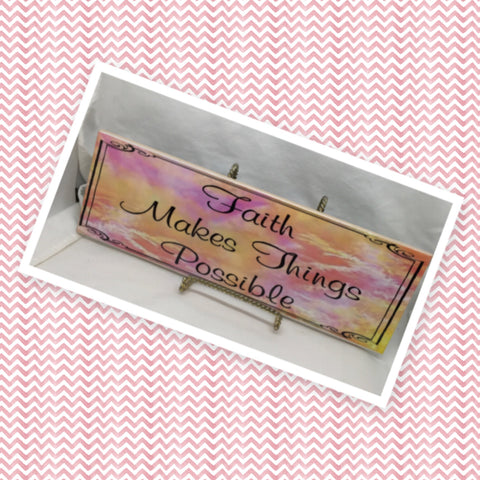 FAITH MAKES THINGS POSSIBLE Faith Ceramic Tile Sign Wall Art Gift Idea Home Decor {{ JAMsCraftCloset }}