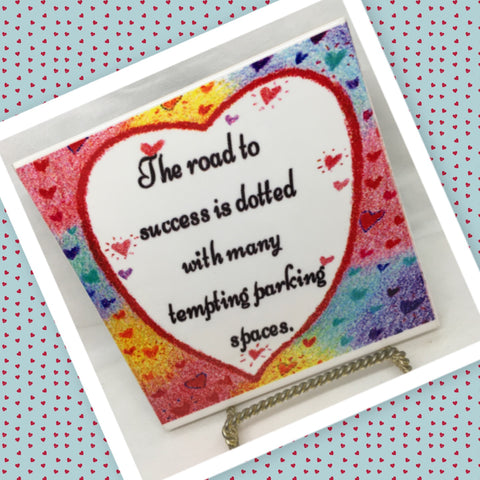 THE ROAD TO SUCCESS Faith Ceramic Tile Sign Wall Art Gift Idea Home Decor {{ JAMsCraftCloset }}