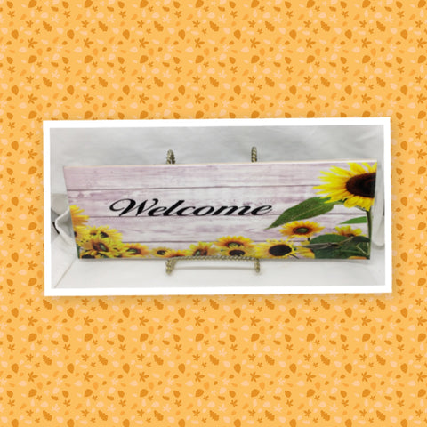 WELCOME 1 Ceramic Tile Porch Guest Room Sign Sunflowers Wall Art Gift Idea Home Decor {{ JAMsCraftCloset }}
