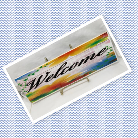 WELCOME 2 Ceramic Tile Porch Guest Room Sign Wall Art Gift Idea Home Decor {{ JAMsCraftCloset }}