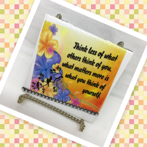 WHAT YOU THINK OF YOURSELF Wall Art Ceramic Tile Sign LOVE Gift Home Decor Positive Saying {{ JAMsCraftCloset }}