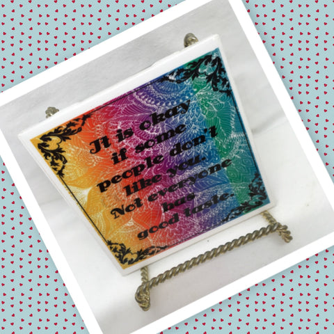 NOT EVERYONE HAD GOOD TASTE 2 Wall Art Ceramic Tile Sign LOVE Gift Home Decor Positive Saying {{ JAMsCraftCloset }}