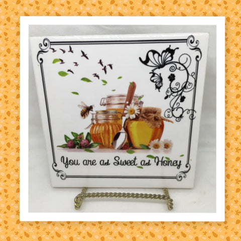 YOU ARE AS SWEET AS HONEY Wall Art Ceramic Tile Sign Gift Home Decor Positive Saying {{ JAMsCraftCloset }}