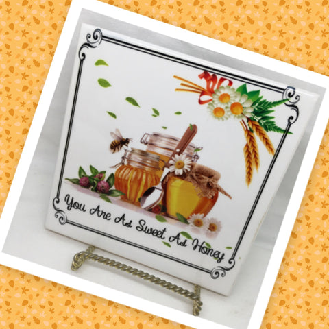 YOU ARE AS SWEET AS HONEY 2 Wall Art Ceramic Tile Sign Gift Home Decor Positive Saying {{ JAMsCraftCloset }}