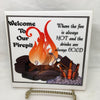 WELCOME TO OUR FIREPIT Faith Ceramic Tile Sign Wall Art Gift Idea Home Decor {{ JAMsCraftCloset }}