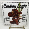COWBOY LOGIC NEVER SQUAT WITH YOUR SPURS ON Faith Ceramic Tile Sign Wall Art Gift Idea Home Decor {{ JAMsCraftCloset }}
