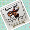 COWBOY LOGIC BUCKED OFF GET BACK ON Faith Ceramic Tile Sign Wall Art Gift Idea Home Decor {{ JAMsCraftCloset }}