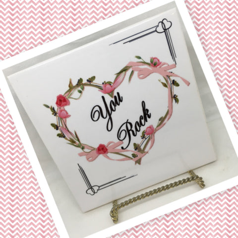 YOU ROCK Faith Ceramic Tile Sign Wall Art Gift Idea Home Decor {{ JAMsCraftCloset }}