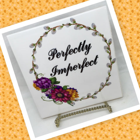 PERFECTLY IMPERFECT Faith Ceramic Tile Sign Wall Art Gift Idea Home Decor {{ JAMsCraftCloset }}