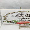 SHE LEAVES A LITTLE SPARKLE WHEREVER SHE GOES Ceramic Tile Sign Wall Art Gift Idea Home Decor Positive Saying Quote Repurposed Upcycled {{ JAMsCraftCloset }}