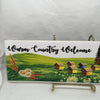 WARM COUNTRY WELCOME Ceramic Tile Sign Wall Art Gift Idea Home Decor Positive Saying Quote Repurposed Upcycled {{ JAMsCraftCloset }}