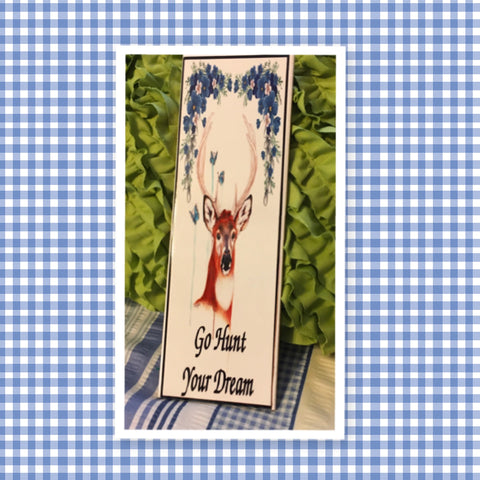 GO HUNT YOUR DREAM Ceramic Tile Sign Wall Art Gift Idea Home Decor Positive Saying Quote Repurposed Upcycled {{ JAMsCraftCloset }}