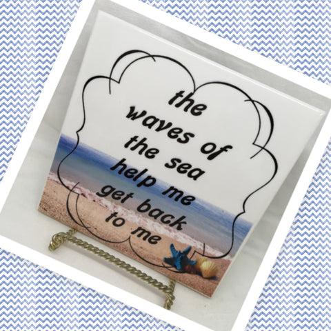 THE WAVES OF THE SEA Ceramic Tile Sign Wall Art Gift Idea Ocean Lover Home Decor {{ JAMsCraftCloset }}