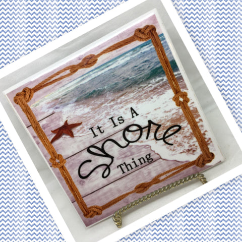 IT IS A SHORE THING Ceramic Tile Sign Wall Art Gift Idea Ocean Lover Home Decor {{ JAMsCraftCloset }}