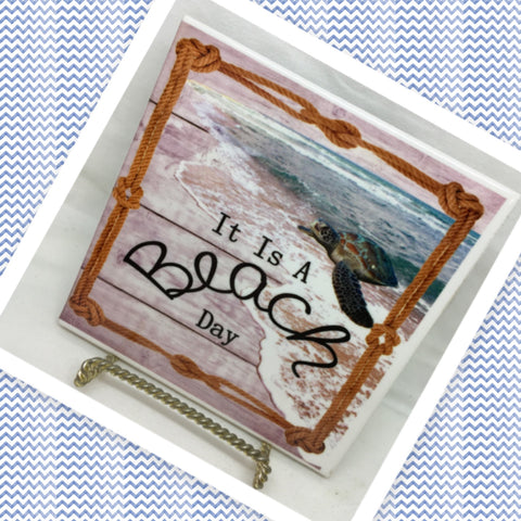 IT IS A BEACH DAY Ceramic Tile Sign Wall Art Gift Idea Ocean Lover Home Decor {{ JAMsCraftCloset }}