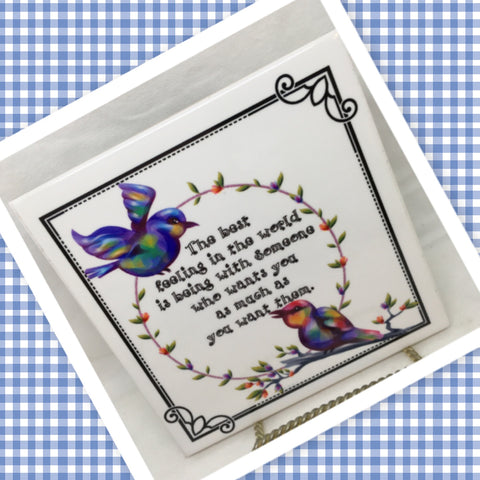 BEST FEELING IN THE WORLD Wall Art Ceramic Tile Sign LOVE Gift Home Decor Positive Saying {{ JAMsCraftCloset }}