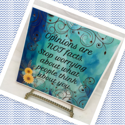 OPINIONS ARE NOT FACTS Wall Art Ceramic Tile Sign LOVE Gift Home Decor Positive Saying {{ JAMsCraftCloset }}
