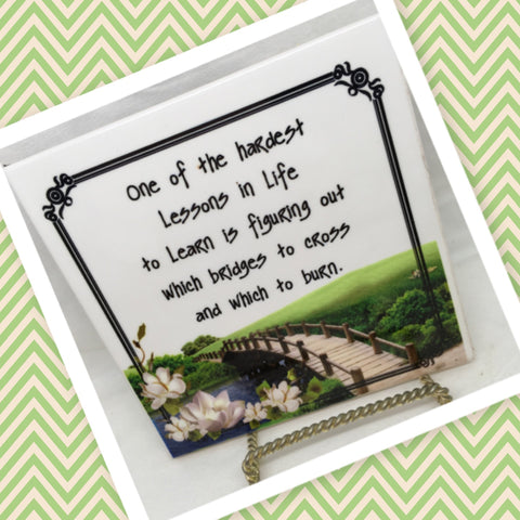 ONE OF THE HARDEST LESSONS IN LIFE Wall Art Ceramic Tile Sign LOVE Gift Home Decor Positive Saying {{ JAMsCraftCloset }}