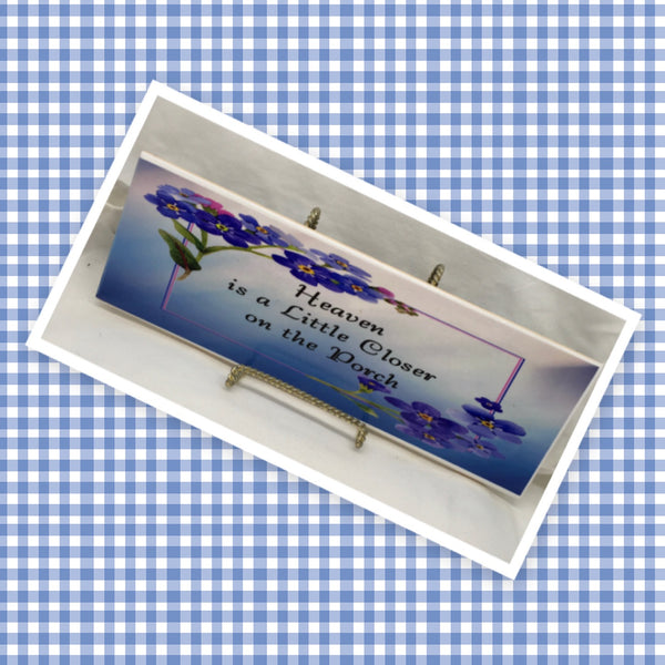 HEAVEN IS A LITTLE CLOSER ON THE PORCH Ceramic Tile Sign Wall Art Gift Idea Home Decor Positive Saying Quote Repurposed Upcycled {{ JAMsCraftCloset }}