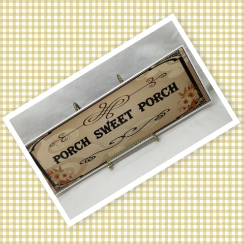 PORCH SWEET PORCH Ceramic Tile Sign Wall Art Gift Idea Home Decor Positive Saying Quote Repurposed Upcycled {{ JAMsCraftCloset }}