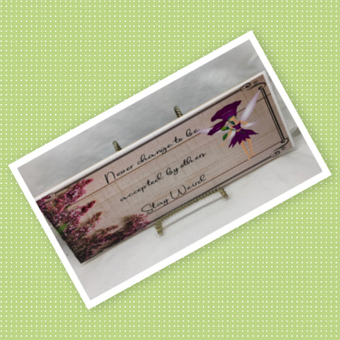 NEVER CHANGE STAY WEIRD Ceramic Tile Sign Wall Art Gift Idea Home Decor Positive Saying Quote Repurposed Upcycled {{ JAMsCraftCloset }}