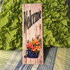 WELCOME FLOWERS Ceramic Tile Sign Wall Art Gift Idea Home Decor Positive Saying Quote Repurposed Upcycled {{ JAMsCraftCloset }}