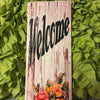 WELCOME FLOWERS Ceramic Tile Sign Wall Art Gift Idea Home Decor Positive Saying Quote Repurposed Upcycled {{ JAMsCraftCloset }}