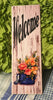 WELCOME FLOWERS Ceramic Tile Sign Wall Art Gift Idea Home Decor Positive Saying Quote Repurposed Upcycled {{ JAMsCraftCloset }}
