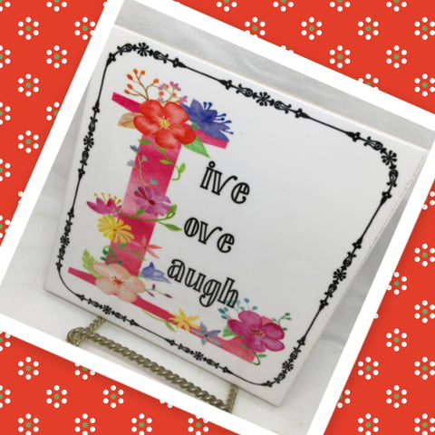 LIVE LOVE LAUGH Wall Art Ceramic Tile Sign Gift Home Decor Positive Saying Affirmation {{ JAMsCraftCloset }}
