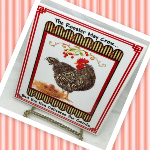 THE ROOSTER MAY CROW 1 Wall Art Ceramic Tile Sign Gift Home Decor Positive Saying Affirmation {{ JAMsCraftCloset }}