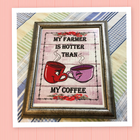 MY FARMER IS HOTTER THAN MY COFFEE Vintage Wood Frame Sublimation on Metal Positive Saying Wall Art Gift Idea {{ JAMsCraftCloset }}