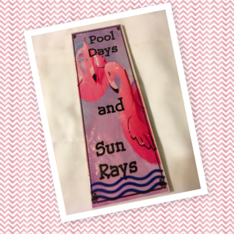 POOL DAYS AND SUN RAYS Handmade Upcycled Ceramic Tile Pool Sign Wall Art Home Decor Gift Idea {{ JAMsCraftCloset }}