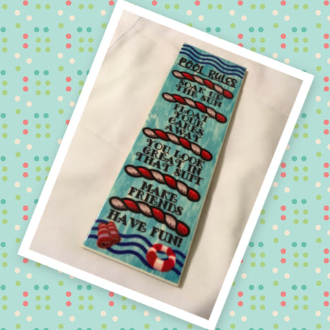 POOL RULES Handmade Upcycled Ceramic Tile Pool Sign Wall Art Home Decor Gift Idea {{ JAMsCraftCloset }}