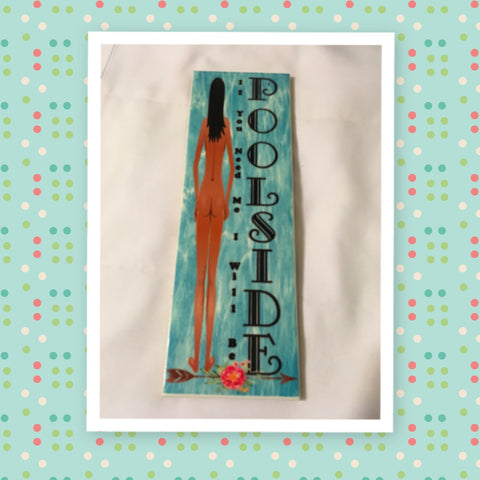 IF YOU NEED ME I WILL BE POOLSIDE Handmade Upcycled Ceramic Tile Pool Sign Wall Art Home Decor {{ JAMsCraftCloset }}