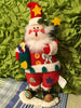 Vintage Santa Plush Fabric Shelf Sitter 11 Inches Tall With Holly on Hat and Button Patches {{ JAMsCraftCloset }}