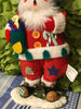 Vintage Santa Plush Fabric Shelf Sitter 11 Inches Tall With Holly on Hat and Button Patches {{ JAMsCraftCloset }}